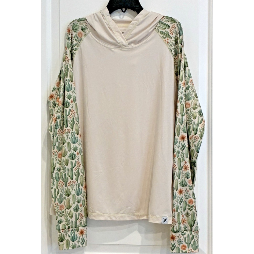 Farmers Defense UV Protection Sun Hoodie Womens XL Desert Cactus
